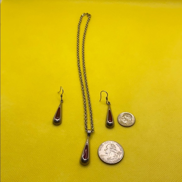 Vintage Sterling silver erring and Necklace - Picture 7 of 9